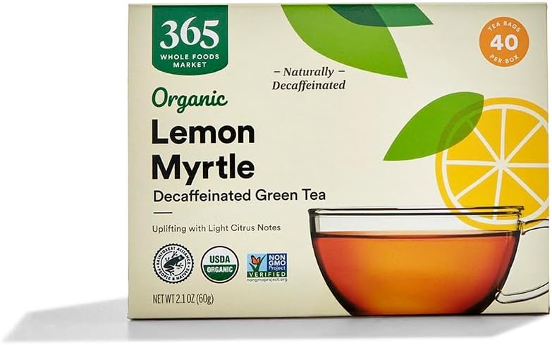 365 by Whole Foods Market, Organic Decaffeinated Green Tea with Lemon Myrtle (40 Tea Bags), 2.1 Ounce (pack of 12)