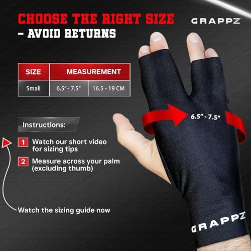 Grappz Finger Support Athletic Compression Gloves – Athletic Buddy Tape & Trigger Finger Splint Alternative – Finger Sleeve & Brace, Arthritis Pain Relief & Joint Stabilizer for All Sports, Unisex S