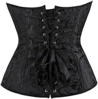 Eohak Women's Sexy Satin Corset-Bustier Floral Print Boned Overbust Corset Top Black Satin Waist Cincher