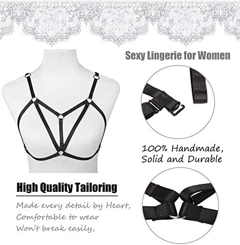 FIBO STEEL 4 Pcs Womens Strappy Cage Bra Sexy Bra Harness for Women