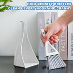 Dust Pan Broom Brush Dustpan -Mini Broom and Dustpan Combo Set, Handheld Sweeper Cleaning for Tables, Keyboards, Guinea Pig Cage, and Cat Litter, etc. (White)