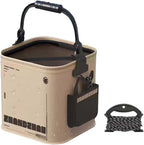 Collapsible Fishing Bucket 3.7 Gallon/14L - Portable Folding Live Bait Bucket with Aerator Pocket, Rope & Net for Live Fish & Shrimp, Kayak, Camping, Hiking