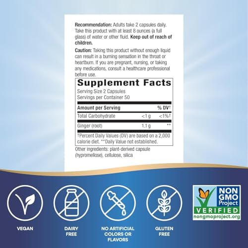 Nature's Way Premium Herbal Ginger Root 1100 mg per serving 180 VCaps