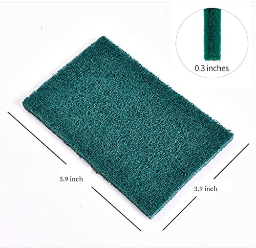 Heavy Duty Scour Pads Sponge Dish Scrubber Non-Scratch Green Reusable Household Scrub Pads for Kitchen and Dish Cleaning Tool (12Pcs)