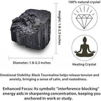 Black Tourmaline Raw Healing Crystals, 1.8"-2.2" Large Size Raw Stones, Natural Black Tourmaline Crystal with Velvet Pouch for Home Decor, Tray, Collection