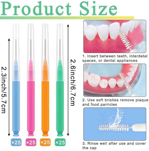 100pcs Interdental Brushes Dental Cleaning Tools Tooth Floss Picks Oral Hygiene Toothpicks