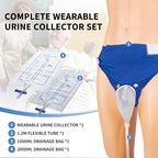 Men Wearable Urine Collector with Fixed Pants Silicone Urine Cup 1.2M Tube and Two Urine Bags 1000ml Daytime 2000ml Nighttime Reusable Leak Proof Anti Reflux Urinary Collection, Elderly Men Black