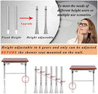 Folding Shower Seat Wall Mounted with Legs, Foldable Shower Chair for Inside Shower, Fold Down Shower Bench for Seniors (Wood, Height Adjustable)