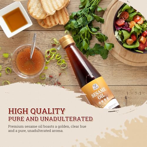 52USA Sesame Oil, Toasted Sesame Oils, Sesames Oil Cooking, 8.45 Fl Oz (250 ml)–Premium Toasted Sesame Seed Oil, Aromatic & Nutty Flavor, 100% Pure Sesame Oil, Ideal for Asian Cooking, Baking, Soup