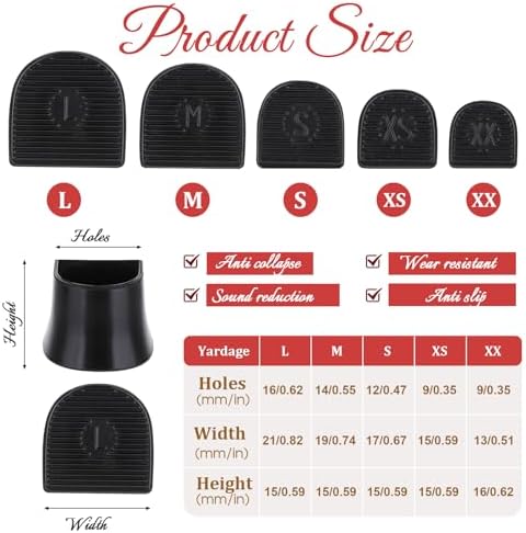 Bewudy 10 Pairs Heel Caps for High Heels, 5 Sizes Black U Shape Heel Cap Protectors, Anti-Slip Noise Reducing High Heel Protector Heel Stoppers for Outdoor Weddings Events