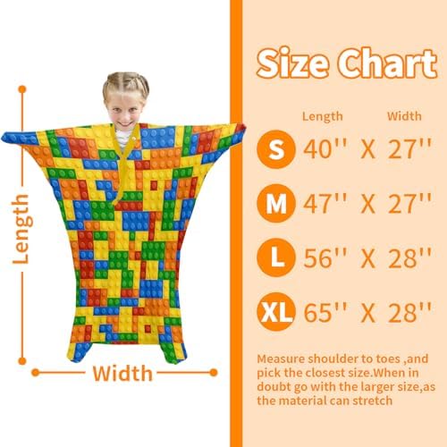 Sensory Sock Large,9-12 Years,Building Blocks Full Body Sock Wrap for Autistic Children to Relieve Stress,Relaxing Sensory Compression Body Sack for Kids Sensory Processing Disorder