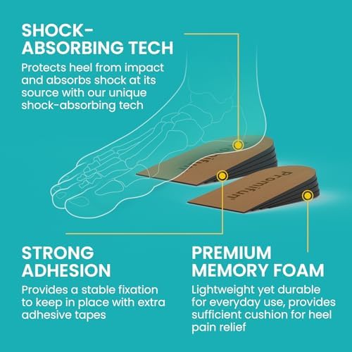 Adjustable Heel Lifts for Heel Pain Relief - Promifun 2-Pair Shoe Inserts for Achilles Tendonitis, Plantar Fasciitis, Heel Spur, Height Increase Inserts, Brown, Women's 9-11.5, Men's 7-9.5 (M)