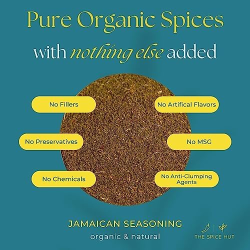 Organic Jamaican Jerk Seasoning Dry Rub for Cooking, with Salt / Jamaican Seasoning All Purpose Carribbean Spice Blend for Griling Jerk Chicken and Flavorful Carribbean Meals / All-Natural, Kosher, Vegan, Gluten Free, Keto -No MSG- 3.5oz Glass Jar