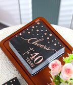 Rose Gold Cheers to 40th Cocktail Napkins Folded 5 x 5 Inches Disposable Party Napkins 3-Ply Paper Beverage Napkins for 40th Birthday Decorations, Wedding Anniversary, Retirement, Black (40 Years)