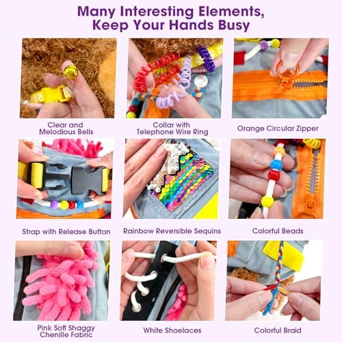 Fidget Dog Blanket for Dementia & Alzheimer’s|Dementia Activities for Seniors|Anxiety & Stress Relief|Sensory Activities for Elderly with Alzheimer’s or Dementia