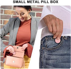 Small Pill Case Daily Pill Box - Portable Metal Pill Container for Pocket Purse, Single Waterproof Pill Holder for Vitamins, Cod Liver Oil, Medicine, Pill Organizer Pink