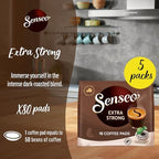 Senseo Extra Strong Dark Roast Coffee Pods – 80 Count (5 Packs of 16) – Intense & Bold Flavor with Rich Crema – Single-Serve Coffee Pads Compatible with Senseo & PeleCom Machines