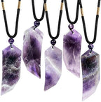 Nupuyai Wolf Tooth Amulet Crystal Necklace for Women Men, Healing Stone Pendant with Adjustable Rope