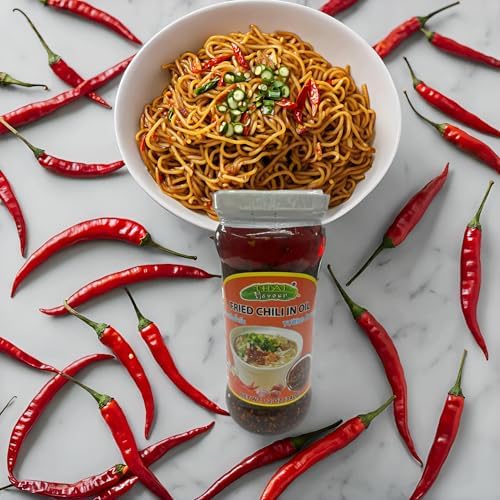 Thai Flavour Fried Chili in Oil, 12 oz, Spicy and Aromatic Chili Crisp Topping for All Foods