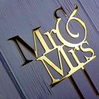Mr and Mrs Cake Topper, Bride And Groom Sign Wedding Engagement Cake Toppers Decorations (Mirror Gold Acrylic)