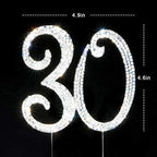 Scotamalone 30 Cake Topper Silver Premium Bling Rhinestone Diamond Gems 30th Birthday or Anniversary Party Decoration Ideas