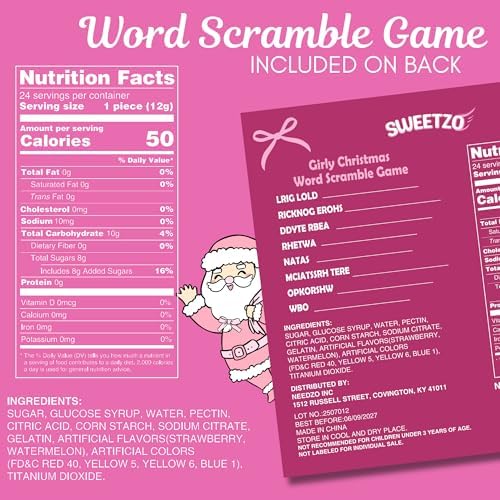 2025 Girls Candy Pink Advent Calendar, 24 Day Christmas Countdown with Gummies, Individually Wrapped Pieces, 10.16 Ounces