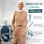 Raised Toilet Seat Cushion for Elderly - Adds 2 inches - Commode Seat Cushion Padded Toilet Seat Riser with High-Density Foam for Enhanced Comfort & Elevation, Universal Fit (2 inches)