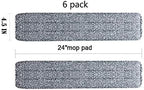 Wet Mop 24" Microfiber Mop Heavy Duty Floor Pads Replacement Kit 6 Pack Reusable Mop Head