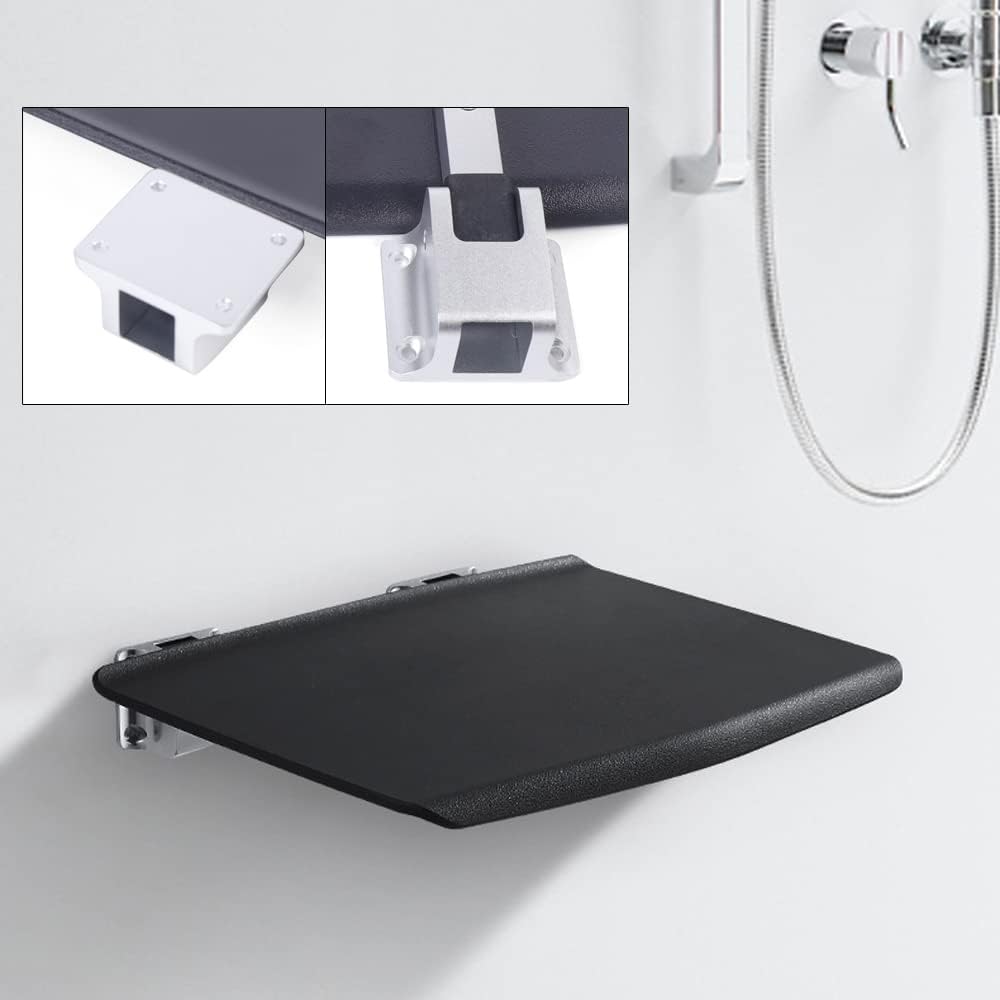Bath Shower Chairs,Wall Mounted Shower Seat Folding Shower Stool Non-Slip Bathroom Wall Chair Bath Bench for Bathing Elderly Disabled and Limited Mobility Black Bearing Weight 150kg