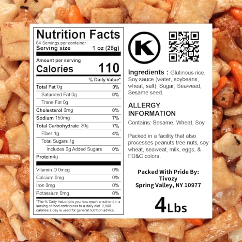Rice Cracker Mix -4lbs Pack of Japanese Snacks Chips, Ideal for Parties, Family Gatherings or as a Quick Snack Option, Perfect for Those Who Enjoy a Wholesome Treat Anytime, Anywhere