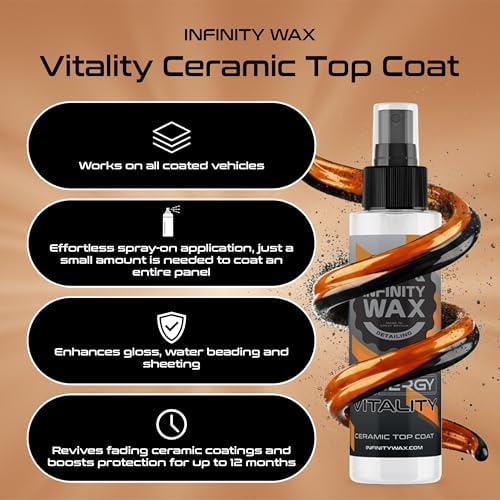 Infinity Wax Synergy Vitality 250ml - Ceramic Topper & Revitaliser, Enhances Shine & Protection, Sealant or Coating Enhancer, Solvent Based Formula