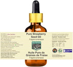 Pure Strawberry Seed Oil (Fragaria ananassa) with Glass Dropper (Pack of Three) 100mlx3 (10 oz)