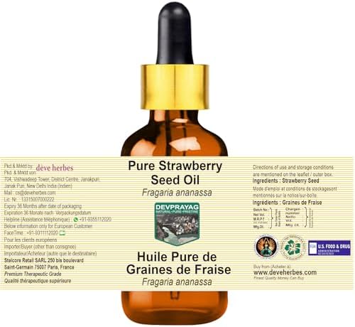 Pure Strawberry Seed Oil (Fragaria ananassa) with Glass Dropper (Pack of Three) 100mlx3 (10 oz)