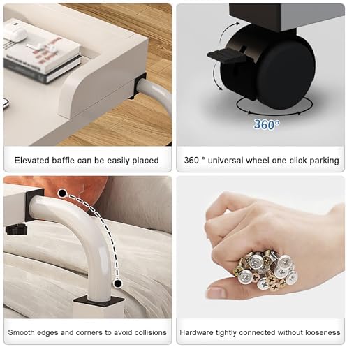 Over The Bed,Table with Wheels,Over Bed Table,overbed Table King Size Bed,overbed Desk nover Bed Table with Wheels Adjustable Height Mobile Cross-Bed Table, Suitable for Anywhere in The Home