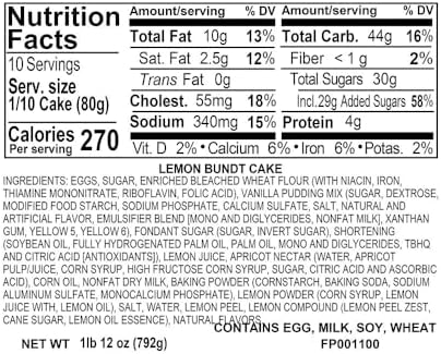 Cheryl's Cookies® Miss Grace Lemon Cake in Tin, Handmade with Freshly Squeezed Lemons, Lemon Glazed, Kosher, For Any Occasion, Birthday, Anniversaries, Congratulations, 12 Servings