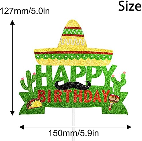 Cactus Cake Topper Mexico Fiesta Theme Birthday Party Decoration Supplies,Kids Boy Girl Party Decor Supplies