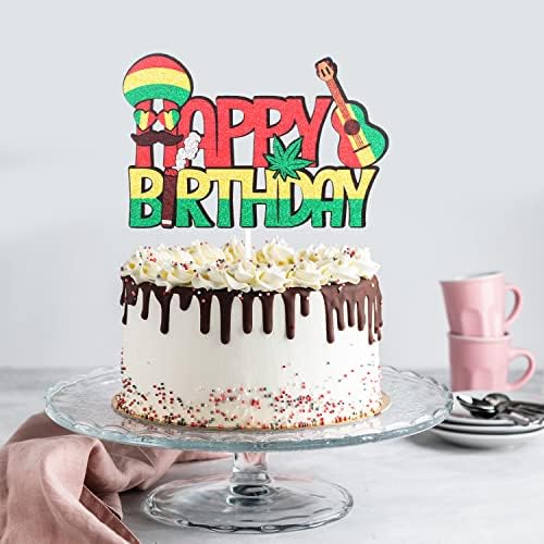 Reggae Dancehall Happy Birthday Cake Topper - Summer Hawaii Music Dance Party Cake Topper - Hawaiii Pool Decorations For Men