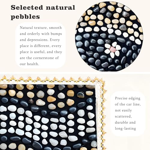 LIYAOLI Pebbles Foot Massager Mat - Acupressure Reflexology Pad with Natural Cobblestones for Pain Relief, Improved Circulation & Relaxation for Tired Feet (23.6" x 15.7")