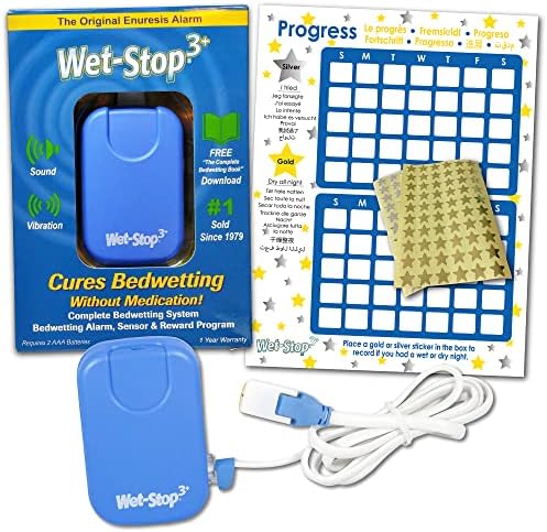 Wet-Stop 3 Blue Bedwetting Enuresis Alarm with Loud Sound and Strong Vibration for Boys or Girls, Proven Solution for Bedwetters