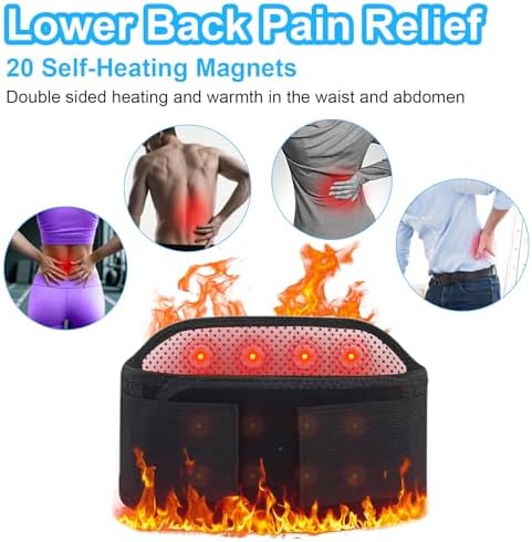 Heated Back Braces, Back Support Belt with Magnet, Self Heating Lower Support Back Braces for Lower Pain Relief, Adjustable Lumbar Support Belt for Herniated Disc,Sciatica,Scoliosis (L)