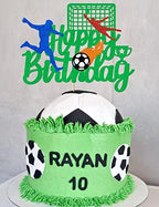 Soccer Cake Topper |Football Cake Decorations for Boys Girls Adults, Glitter Happy Birthday Decoration Sports Theme Party Supplies