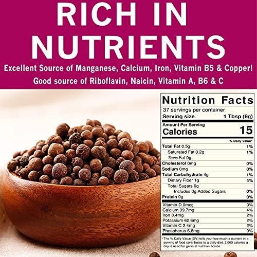 SPICES VILLAGE Allspice Berries Whole, Pimento Seeds, Natural Allspice for Cooking, Pickling Seasoning, 8 oz, Pimienta Dulce Malagueta, Kosher, Gluten Free, Non GMO, KETO Friendly, Resealable Bulk Bag