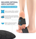 HiRui 2-Pack Arch Support Cushions with Silicone Pad for Plantar Fasciitis Relief - Non-Slip Elastic Foot Arch Brace for Flat & Fallen Arches, High Arch, Foot Care - Fits All Shoes (Black, Medium)