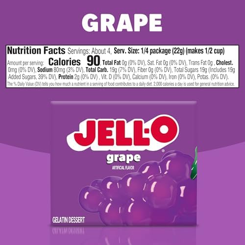 Jell-O Grape Gelatin Dessert Mix, 3 oz Box