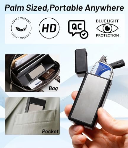 Hubeye Ultra Thin Folding Reading Glasses for Men 2 Pack Blue Light Blocking Compact Computer Foldable Readers With Case