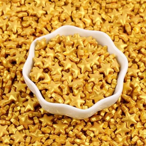 Sentovac Gold Star Sprinkles Edible Sugar for Cake Decorating Mix Sizes Gold Star Sprinkles Cake Topper Cupcake Cookie Baking Decorations Halloween Christmas Wedding Supplies 4.23oz