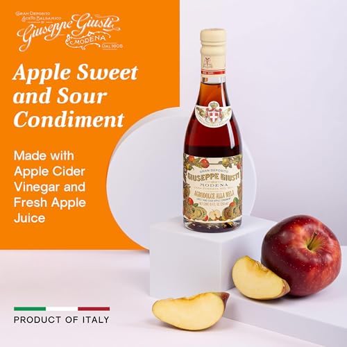 Giuseppe Giusti Apple Sweet and Sour Condiment – Made With Balsamic Vinegar of Modena, Elevate Salads, Pasta, Desserts, and Craft Cocktails – 8.45 fl oz (250 ml) - Pack of 1