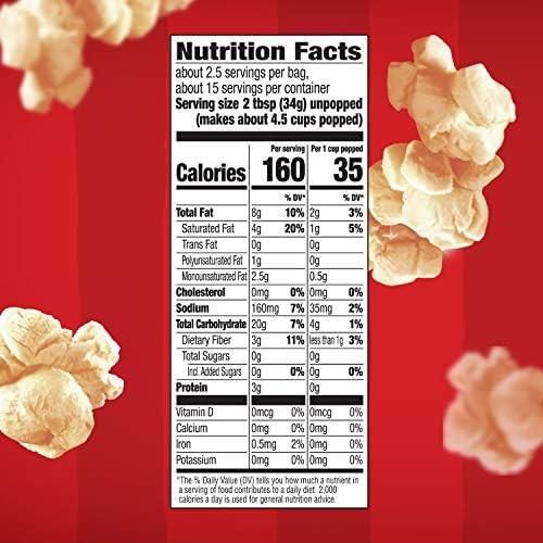 Orville Redenbacher’s Microwave Popcorn, Kettle Corn, 3g Fiber Per Serving, 3.3 oz., 6-Count