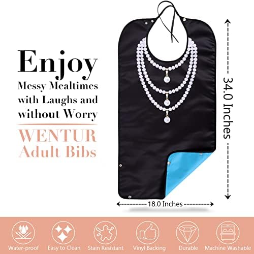 Adult Bibs for Women Washable Waterproof Adult Bib for Eating with Crumb Catcher
