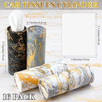 Thenshop 16 Pack Car Tissue Holder 3 Ply Facial Tissue Bulk Marble Modern Tissues Cylinder Travel Round Boxes Fits Car Cup Holders Small Tissues Container for Home Bathroom Everyday Refill